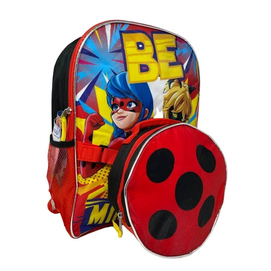 Alt View 1. UPD - Miraculous Ladybug 16" Backpack with Round Lunch Bag - Multicolored.