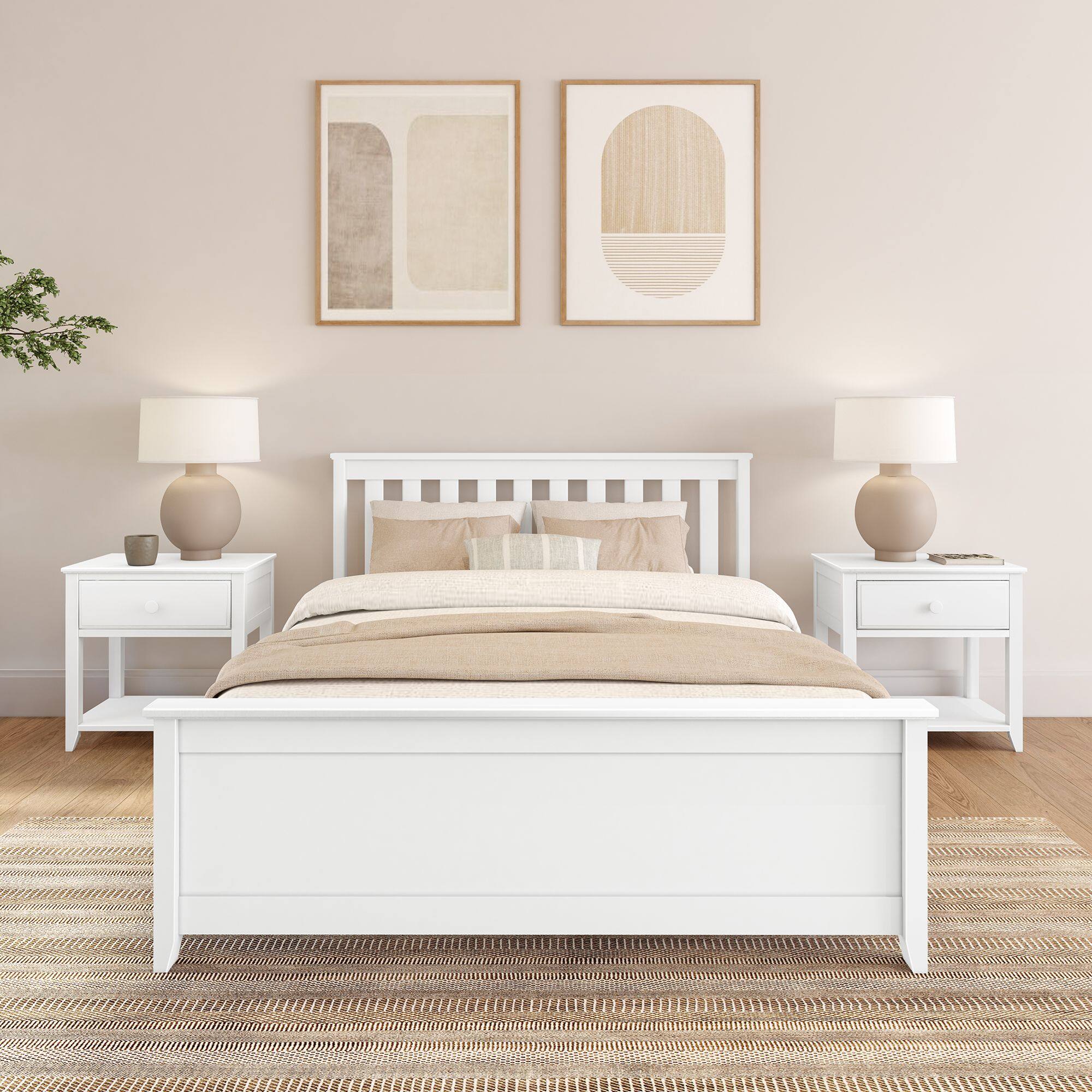 Alt View 1. Plank+Beam - Full Bed, White - White.
