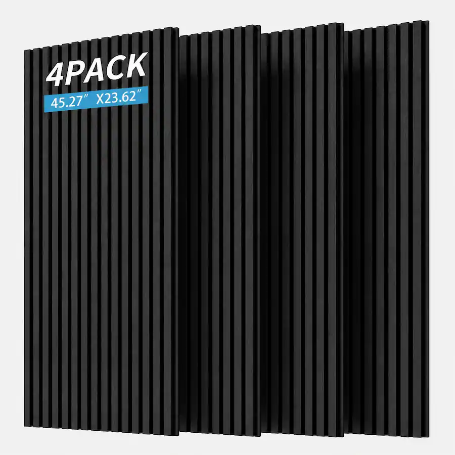 Boyel Living 4 Pack 23.62 in x 45.27 in 3D Fluted Acoustic Slat Wall ...