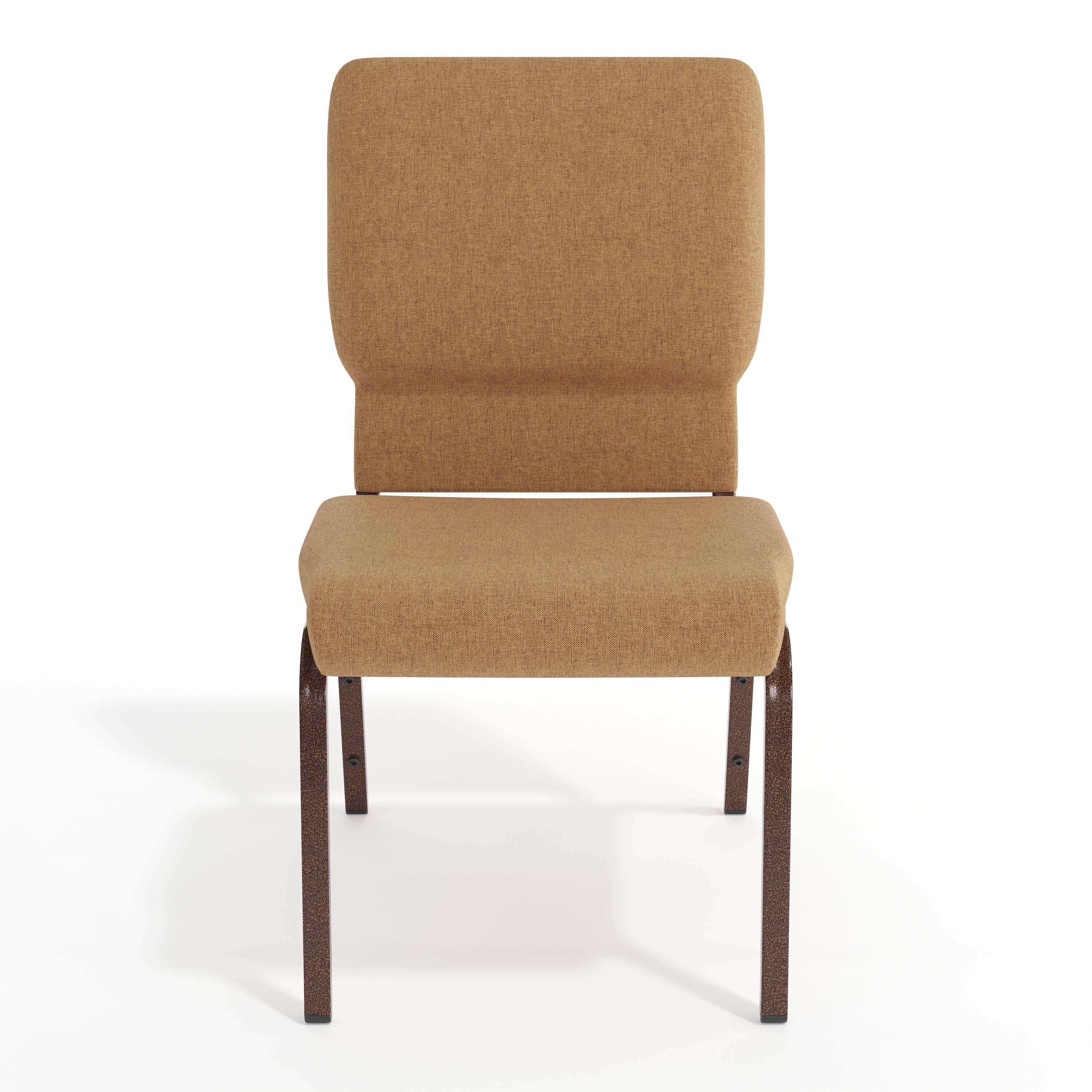 Alt View 9. Emma + Oliver - 18.5"W Stackable Church/Reception Guest Chair - Caramel Fabric/Copper Vein Frame.