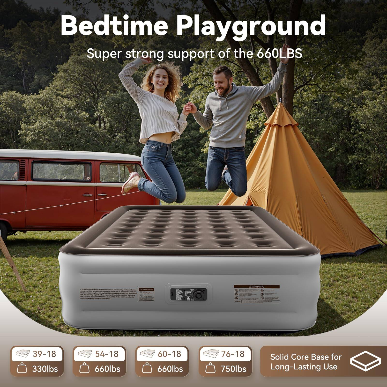 Bedtime Playground  
Super strong support of the 660LBS  

39-18 330lbs  
54-18 660lbs  
60-18 660lbs  
76-18 750lbs  

Solid Core Base for Long-Lasting Use
