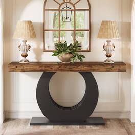 Tribesigns - 63-Inch Console Sofa Table, Rustic Industrial Farmhouse Entryway Table, Narrow Long Couch Console Behind Sofa with Black - Rustic Brown