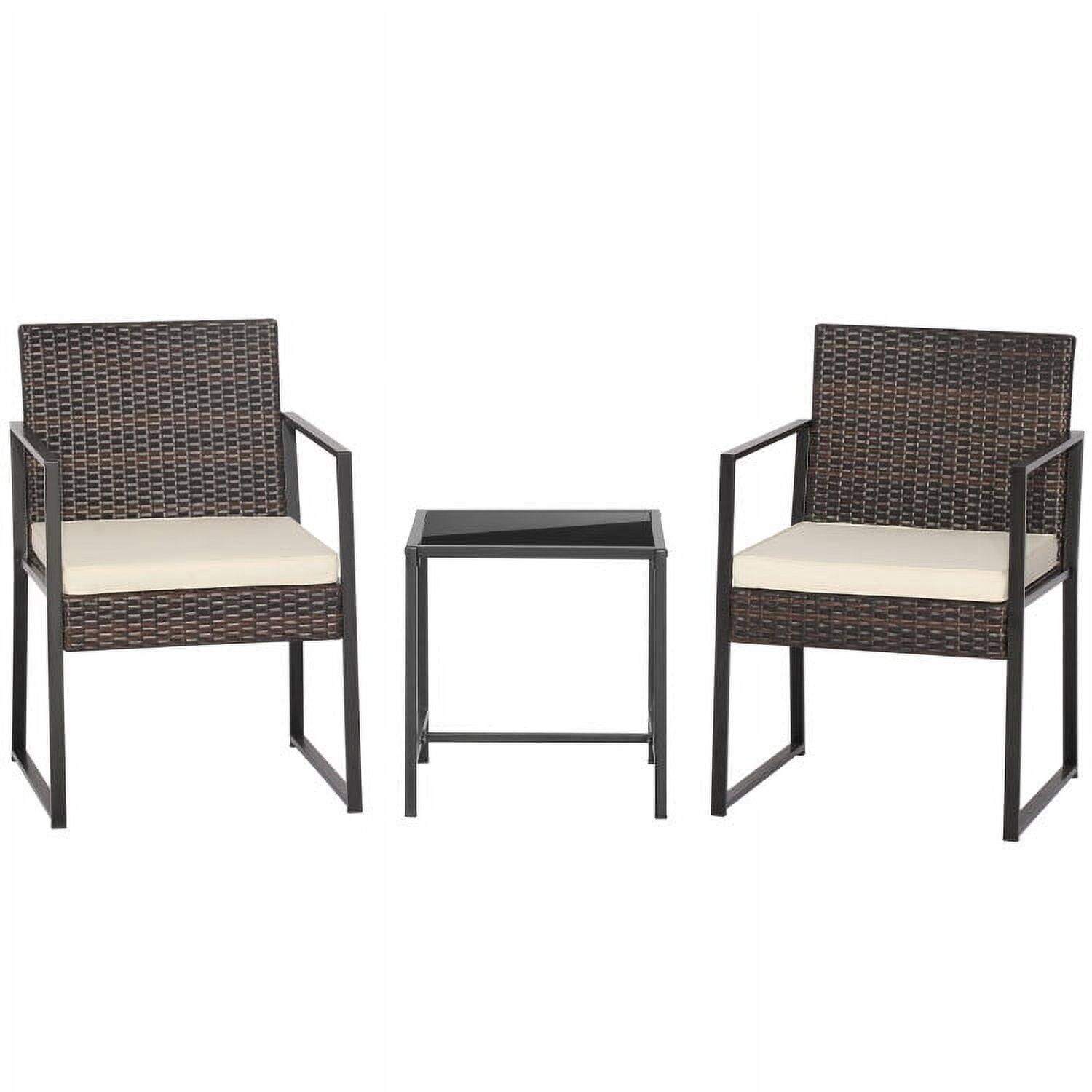 Front. Kadyn - 3 Pieces Modern Heavy Duty Patio Furniture Set, Outdoor Furniture Garden Conversation Sets with Coffee Table-Black - White.