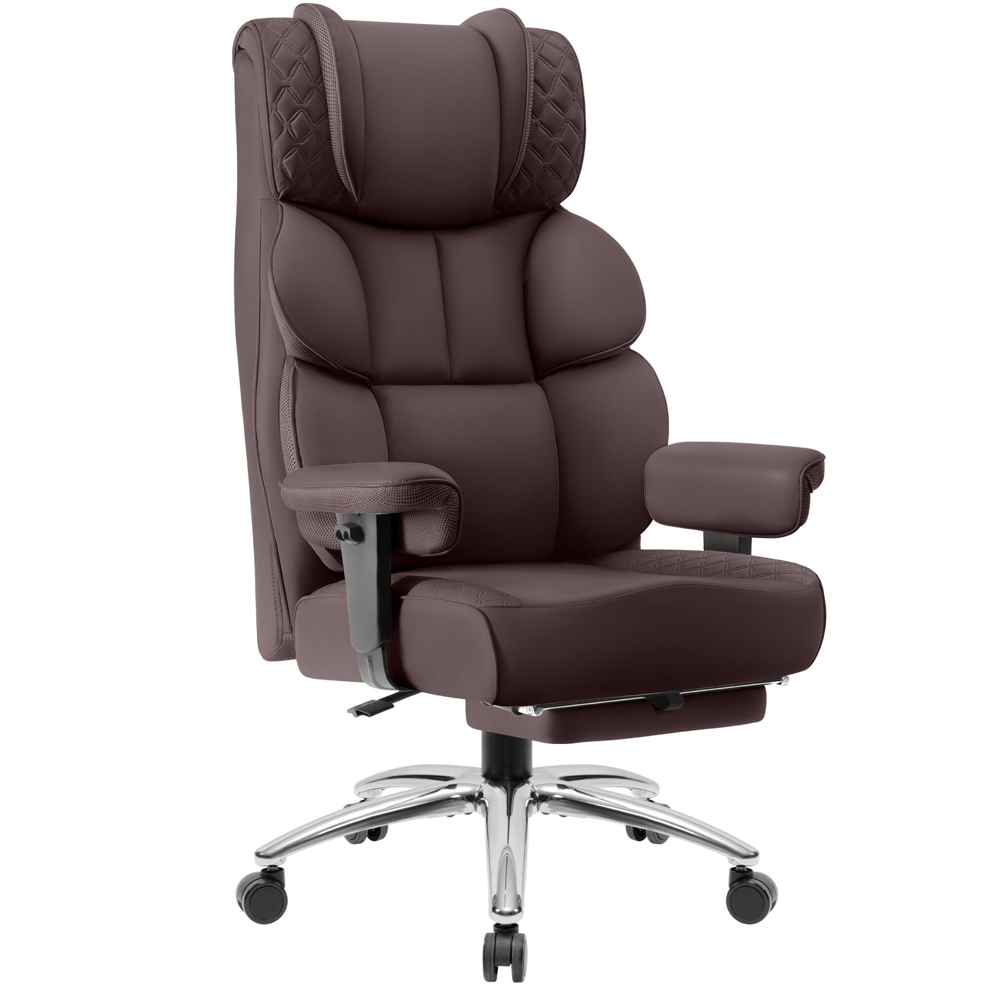 Alt View 4. KERDOM - Large PU Leather Office Desk Chair Gaming Chair with Footrest, Wide Seat Ergonomic Comfy Executive High Back Reclining - Coffee.