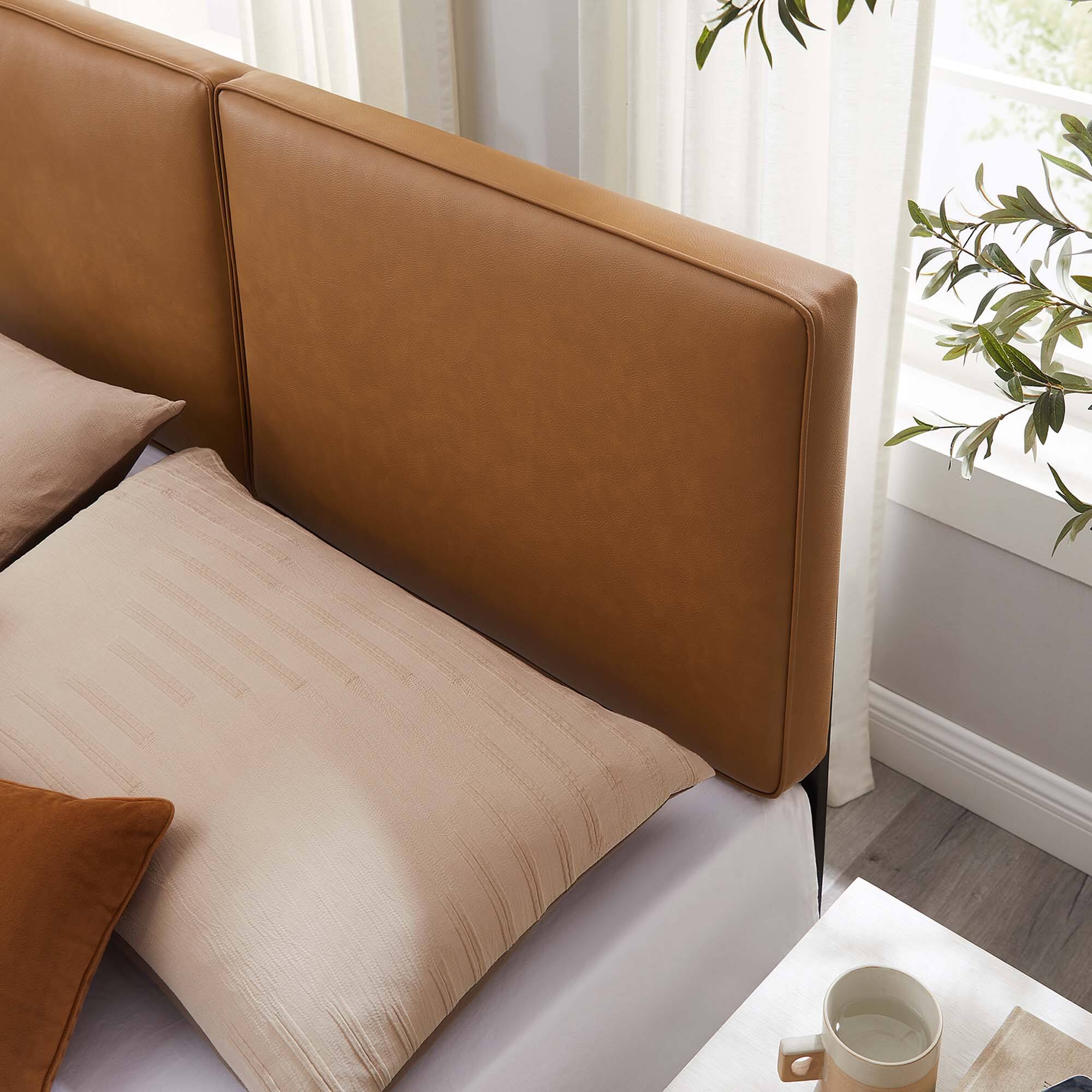 Alt View 4. Modway - Lindee Vegan Leather Queen Headboard by Modway - Brown.