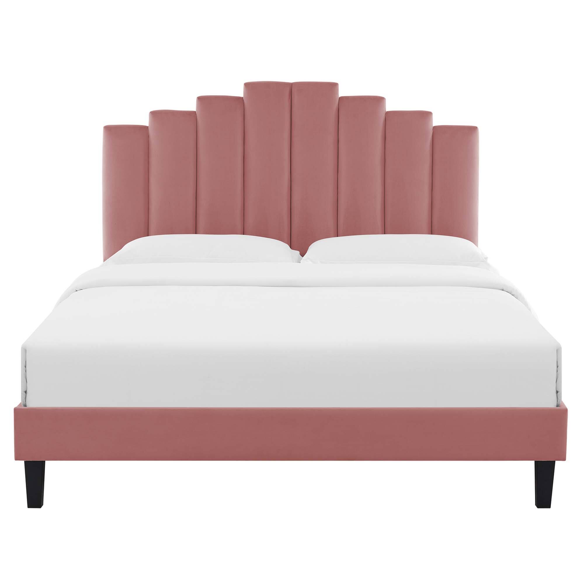 Alt View 8. Modway - Elise Performance Velvet Twin Platform Bed - Red.