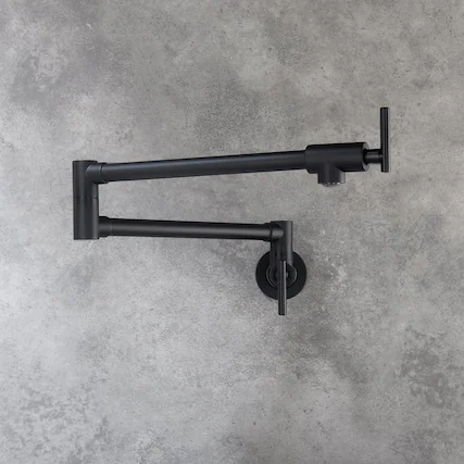 Front. Boyel Living - Matte Black Wall Mounted Pot Filler Double Handle Kitchen Faucet Folding Drip Free - Matte Black.