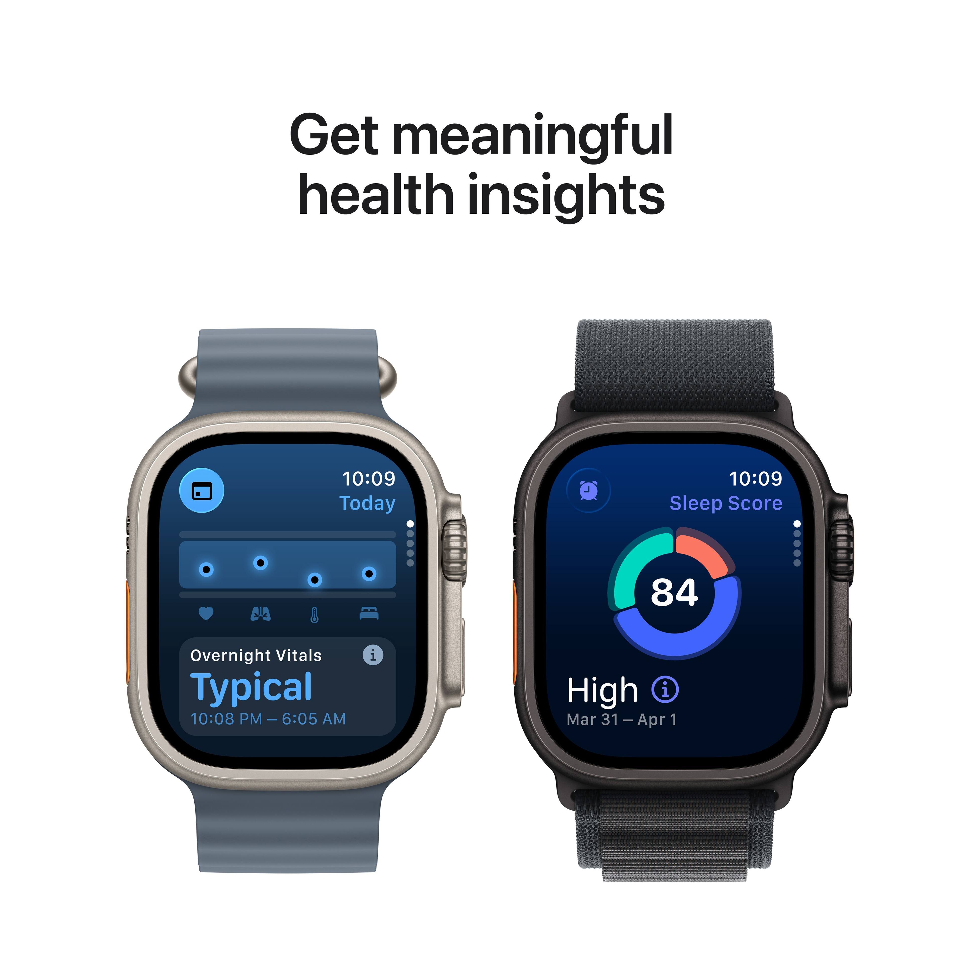 Get meaningful health insights

10:09 Today

Overnight Vitals
Typical
10:08 PM – 6:05 AM

Sleep Score
84
High
Mar 31 – Apr 1