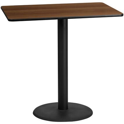 Front. Emma + Oliver - 30"x48" Rectangular Laminate Bar Table with 24" Round Base - Walnut.