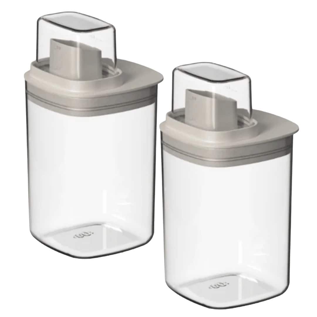 OU - 34 oz 2‑Pack Clear Laundry Detergent Dispenser with Measuring Cap, Airtight Soap Organizer - Beige price history on PriceWatchPro