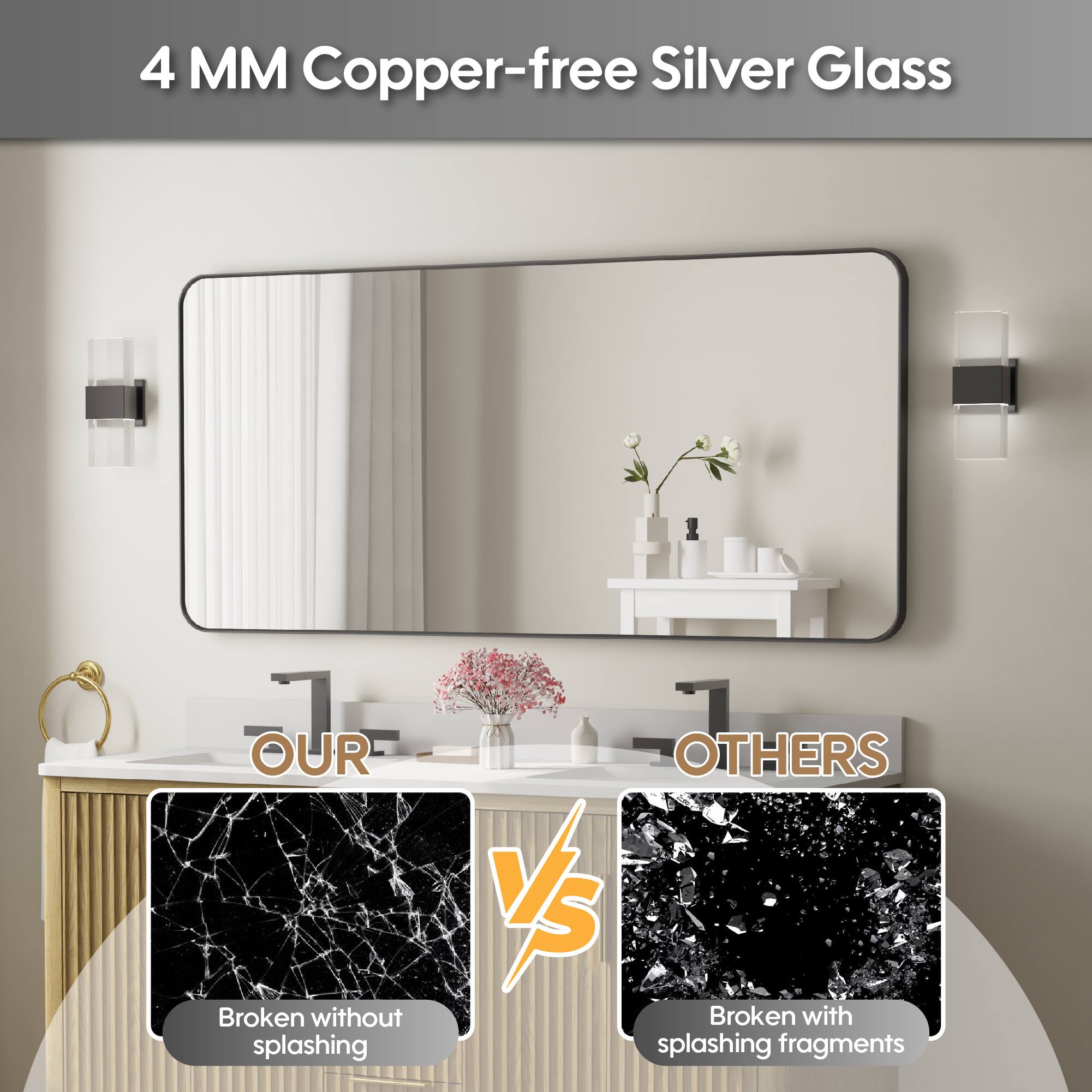 4 MM Copper-free Silver Glass

OUR
Broken without splashing

VS

OTHERS
Broken with splashing fragments