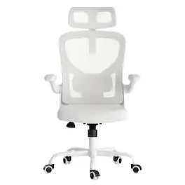 GOODSILO - Ergonomic High Back Office Chair with Adjustable Headrest and Lumbar Support for Home and Study Rooms - White