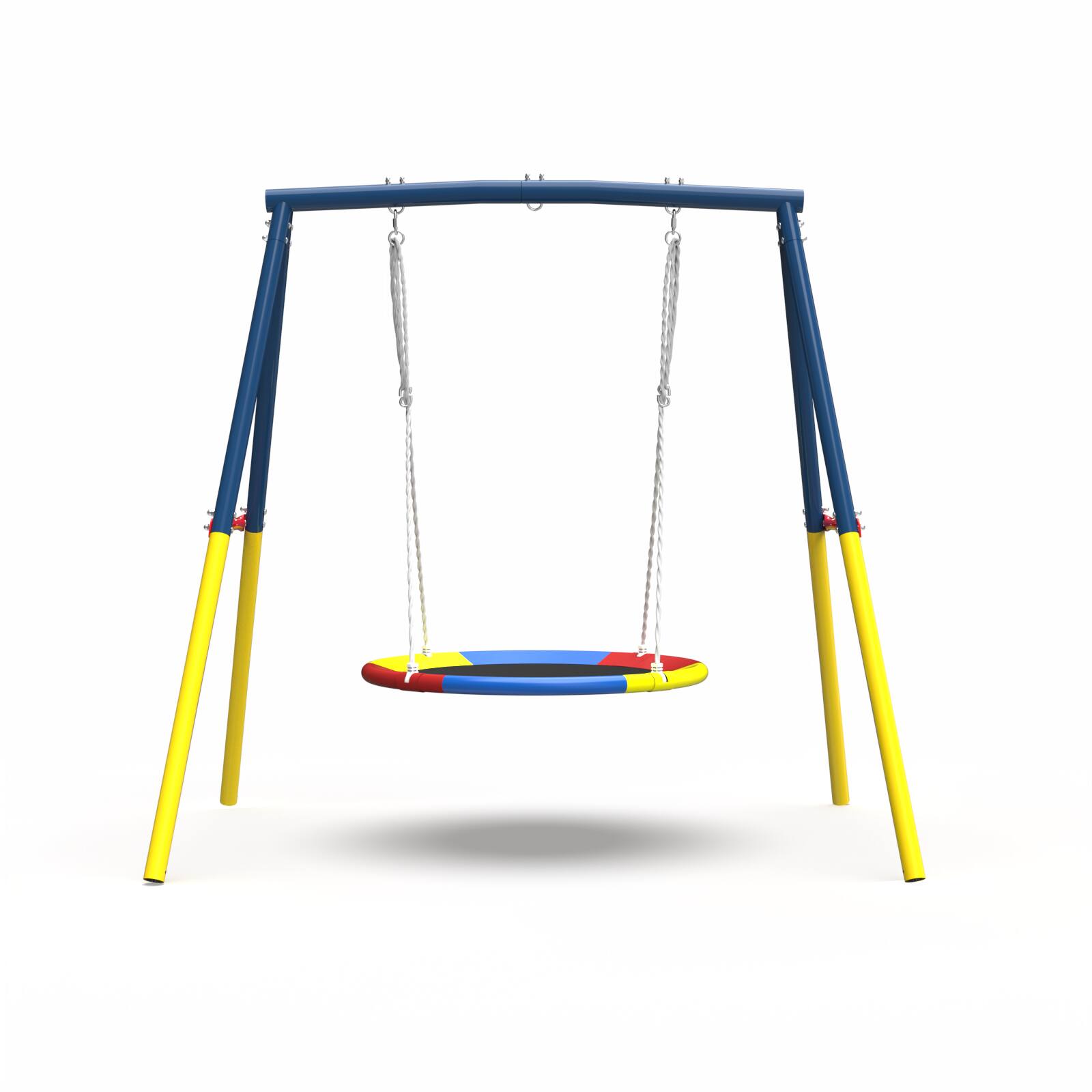 Front. Siljoy - Flying Saucer Swing Set, 440lb A‑Frame Metal Stand, Full Steel, for Backyard, Playground, Outdoor - Blue.