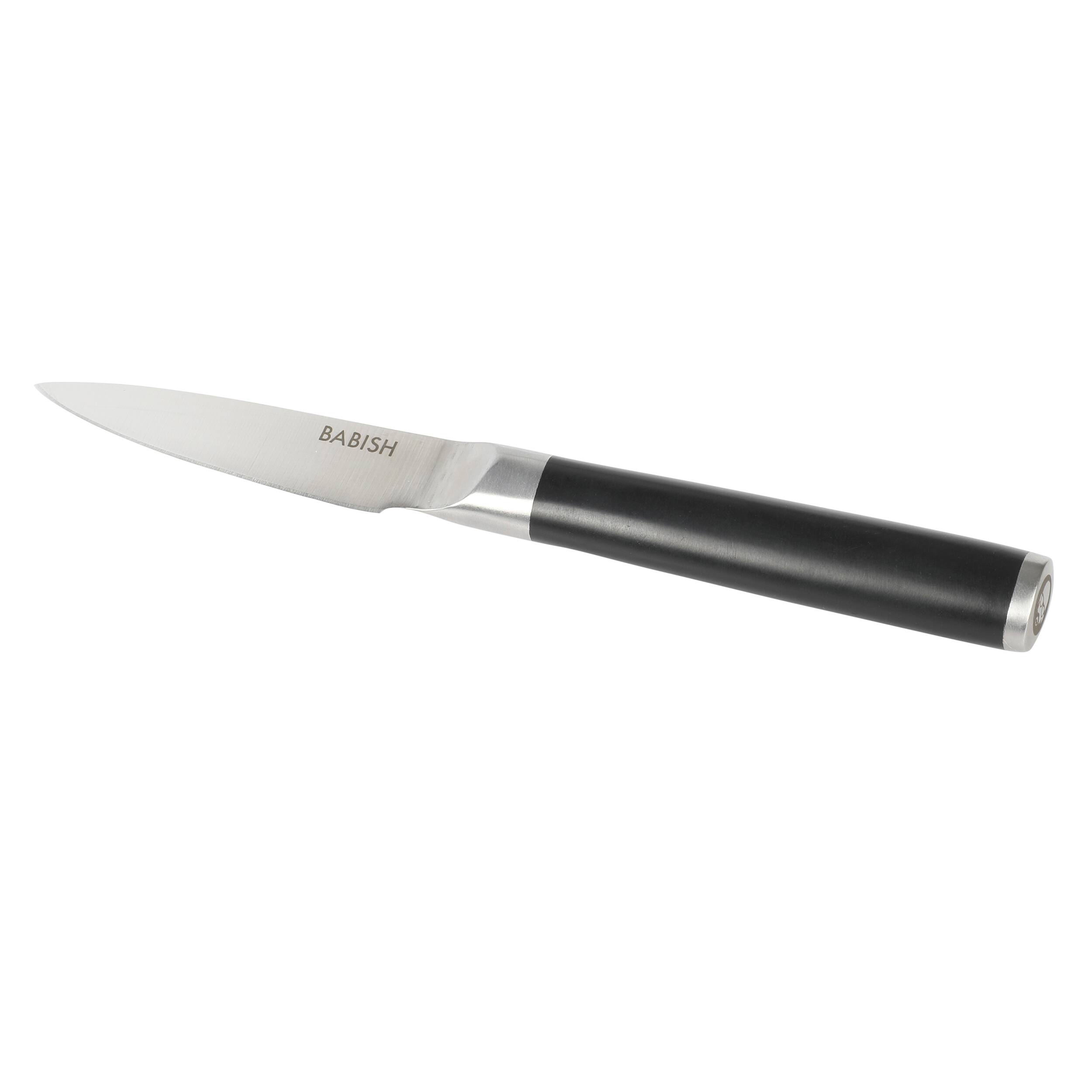 Front. Babish - Babish 3.5 Inch High-Carbon Stainless Steel Full Tang Paring Knife in Black - Black.