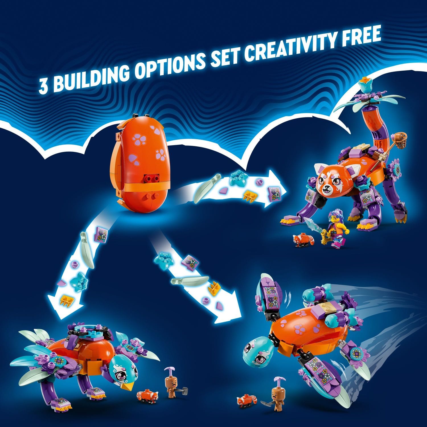 The text on the image reads "3 Building Options Set Creativity Free".
