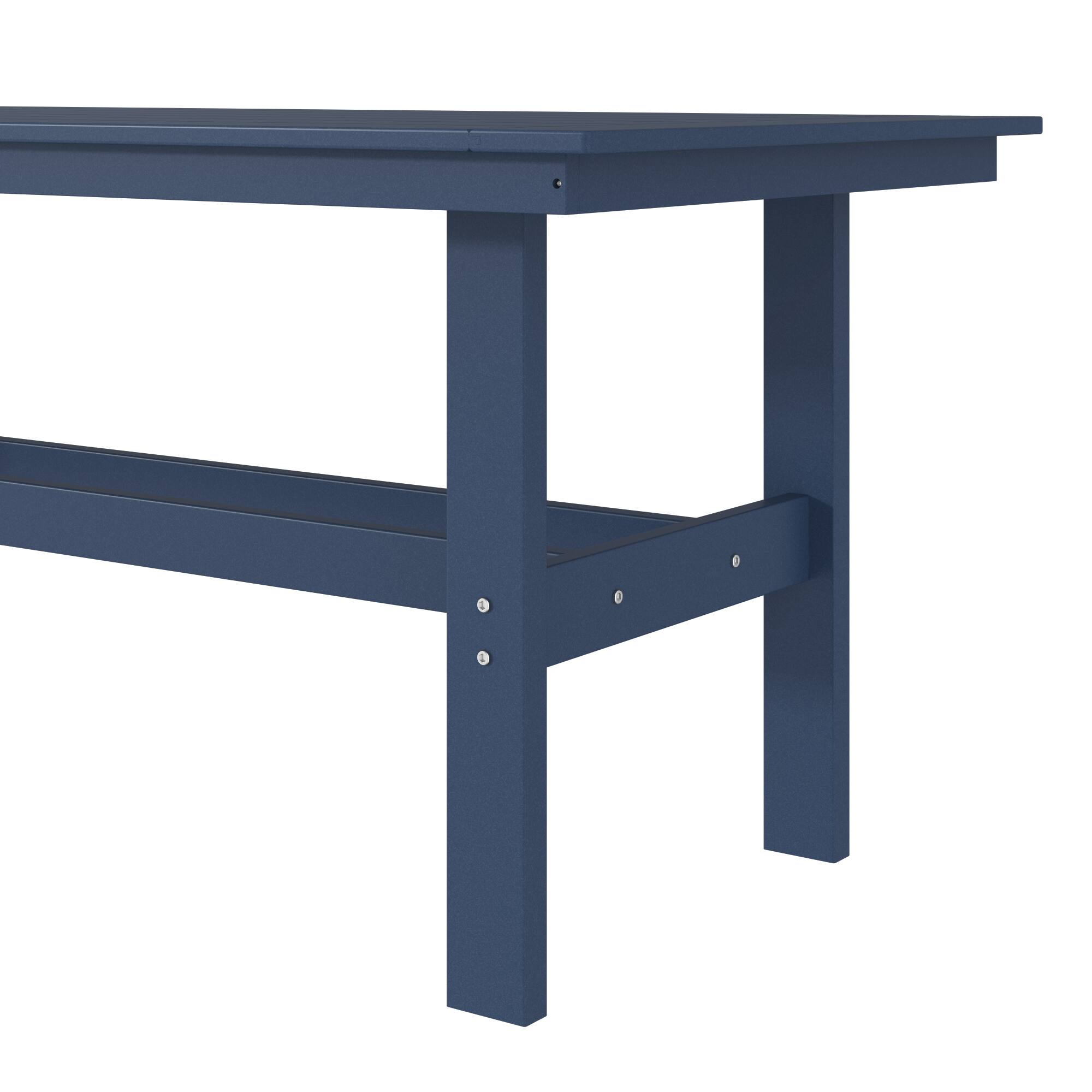 Alt View 6. Famapy - HDPE Outdoor Dining Table with Umbrella Hole & Cap-Solid Panel Patio Table for 8 People Weatherproof & Low Maintenance - Navy blue.