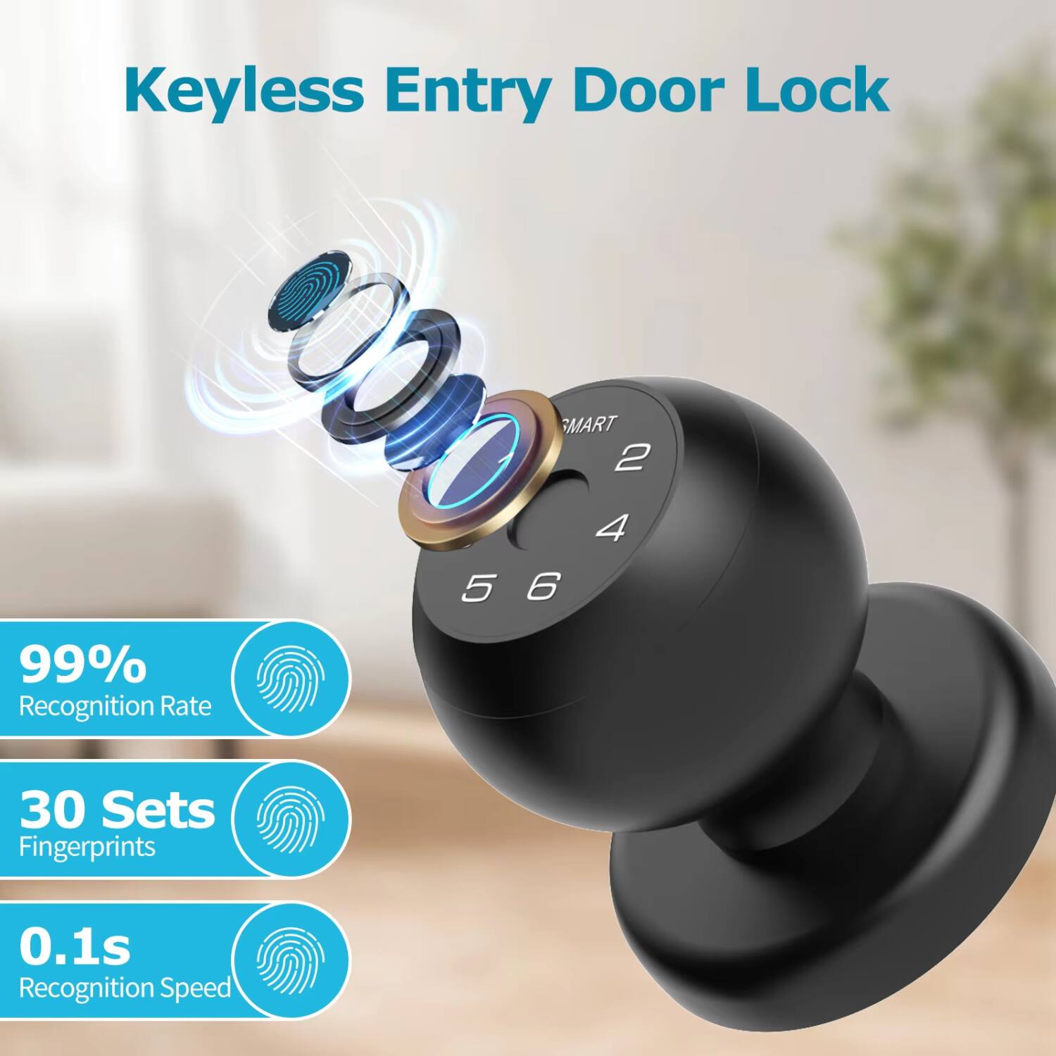 Keyless Entry Door Lock

- 99% Recognition Rate
- 30 Sets Fingerprints
- 0.1s Recognition Speed