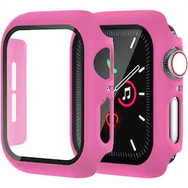 Entronix - Case Compatible with iWatch Series 6/5/4/SE (3rd/2nd/1st Gen), 44mm - Hard Cover w/ Built-In Screen Protector - Hot Pink