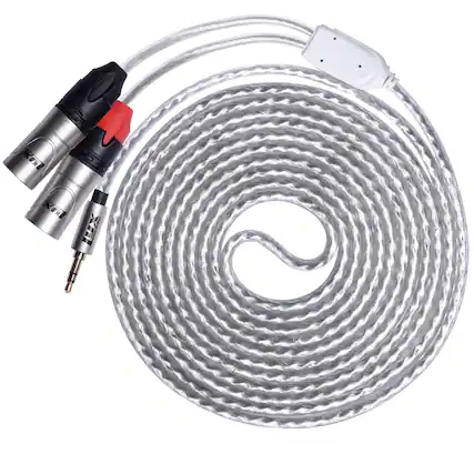 Front. Lyxpro - 3.5mm TRS to Dual XLR Male Audio Cable, Y- Audio Splitter Adapter Cable - 10 Feet - White.