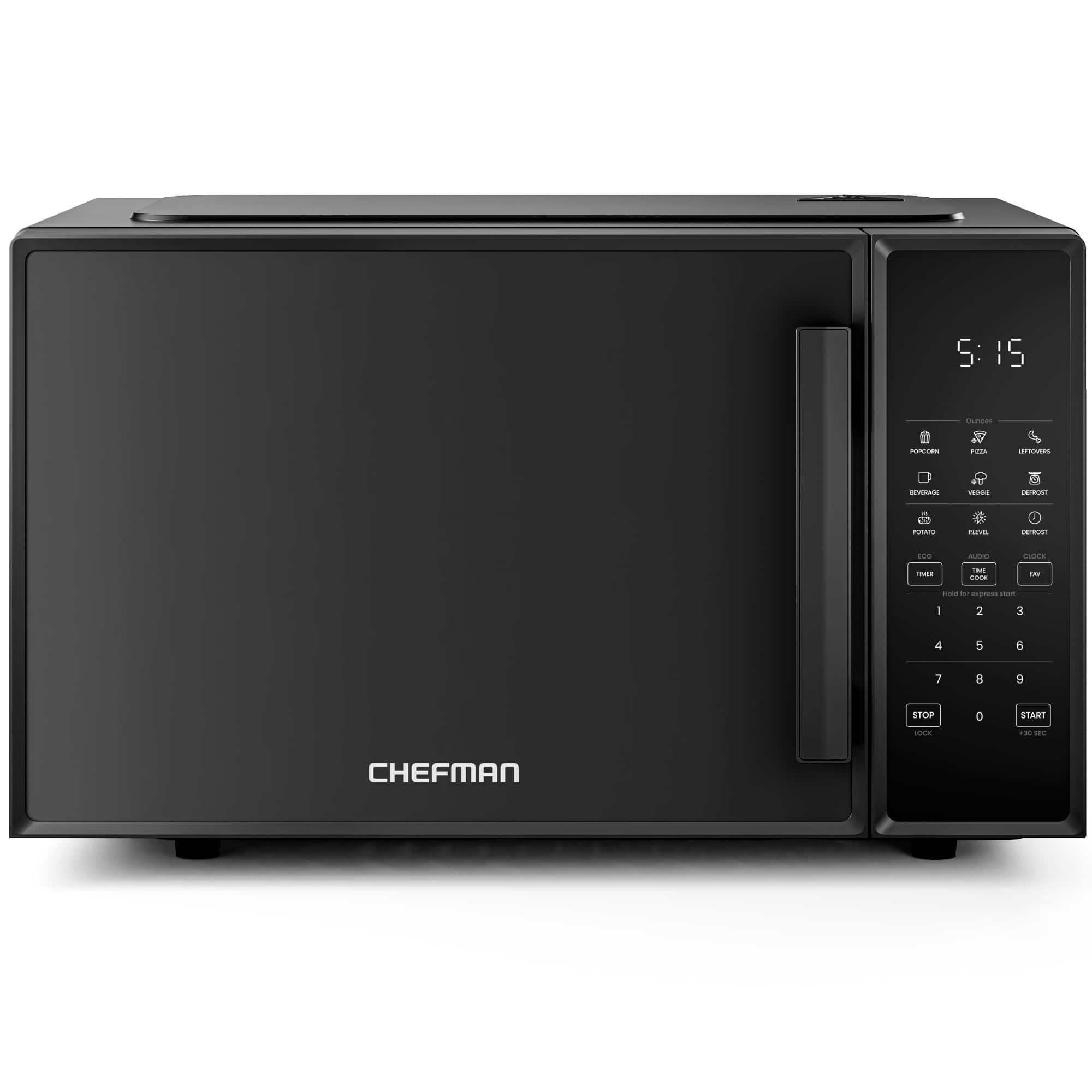 Chefman - Countertop Microwave Oven 0.9 Cu. Ft., 900 Watts with 6 Presets and 10 Power Levels - Black