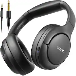 TOZO - Wire/Wireless Noise Cancel Bluetooth Headphones - ANC & ENC, 60H, Hi-Res, Transparency Mode, APP 32EQ, Comfort Earcup - Black