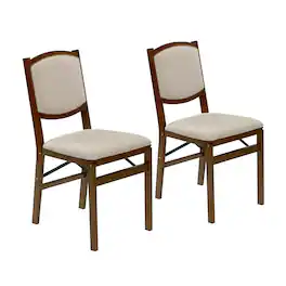 MECO - Stakmore Contemporary Upholstered Back Folding Dining Chair (2 Pack) - Fruitwood