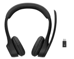 Logitech - Zone 305 Wireless Noise Cancelling Over-the-Ear Headset Teams Version with Receiver - Black - Front_Zoom