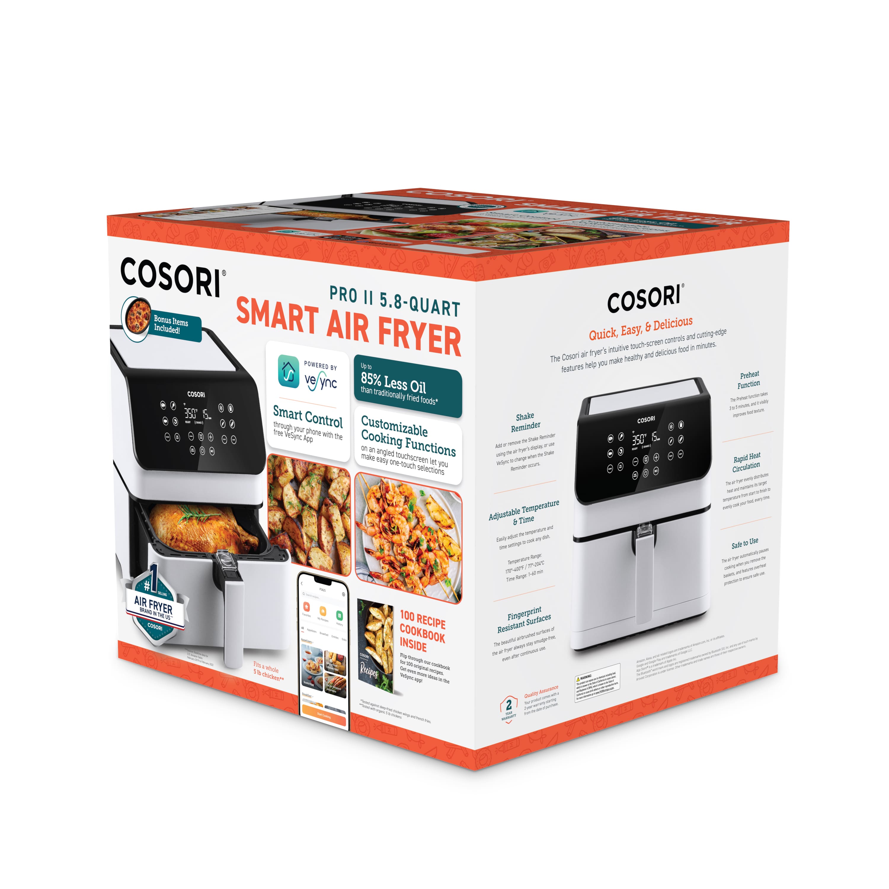 Alt View 15. Cosori - COSORI Pro II 5.8-Quart Smart Air Fryer - White.