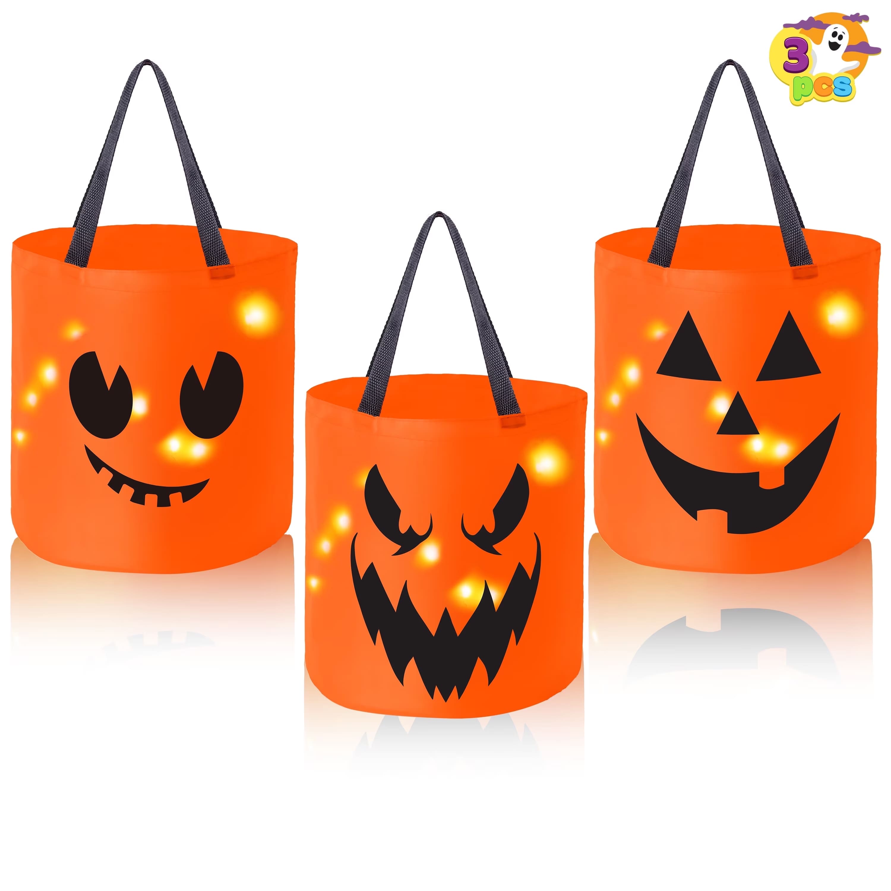Joyfy Halloween Party Favor 3PCS Trick or Treat Pumpkin Buckets