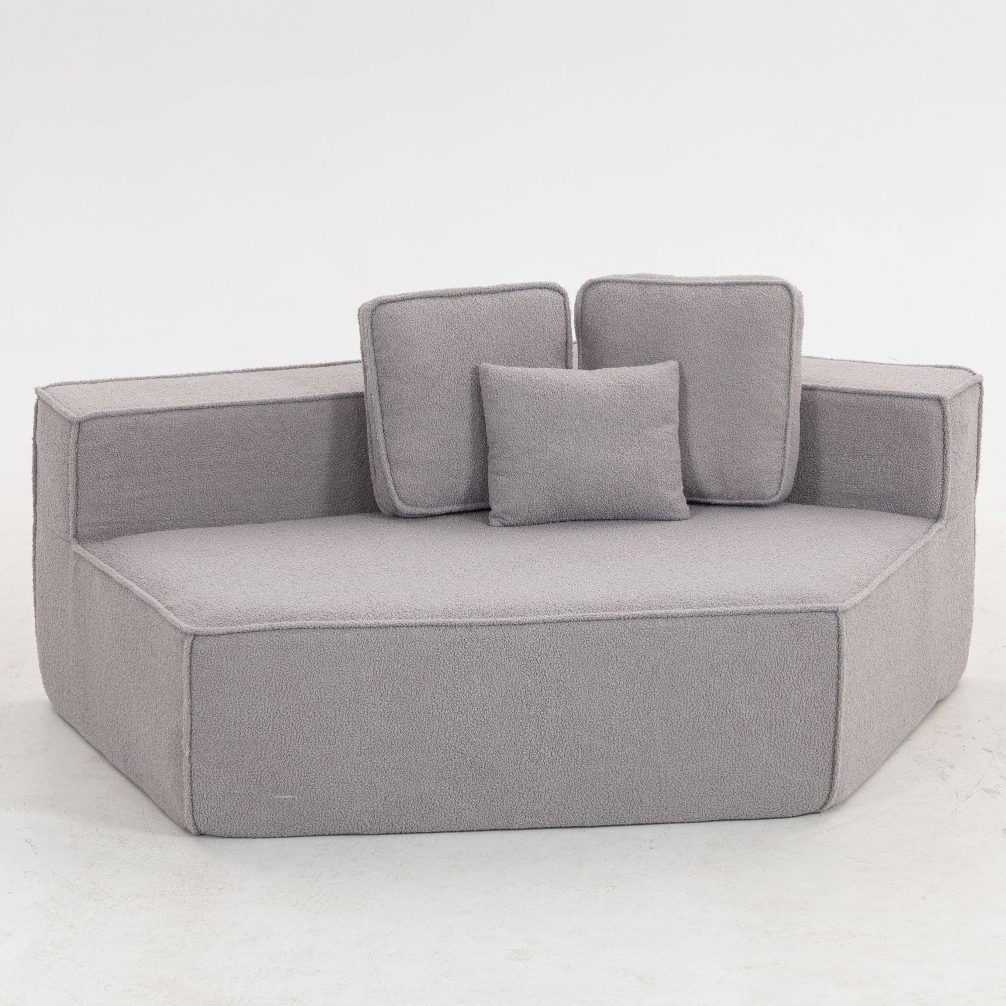 Alt View 7. GOODSILO - Soft Modular Floor Sofa Chair with Wide Seat and Plush Back Cushions, Cozy Lounge Chair for Living Room - Grey.