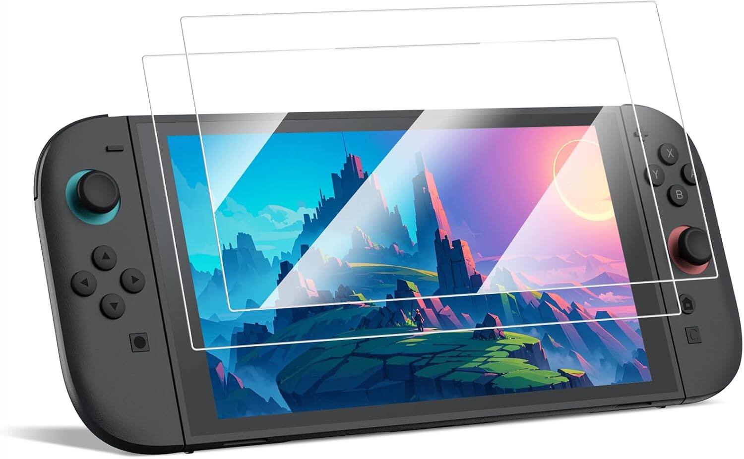 Front. Fintie - [2 Pack] Tempered Glass Screen Protector for Nintendo Switch 2 (2025), 9H Hardness Anti-Scratch, Premium HD Clear.