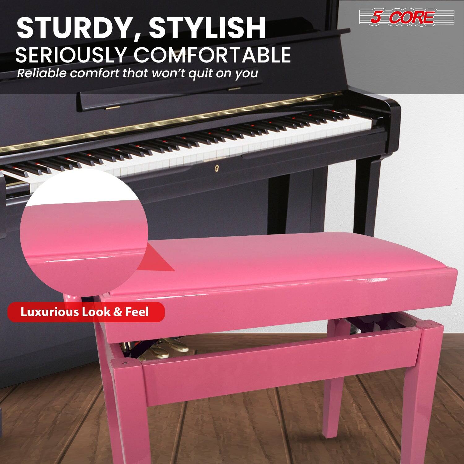 5 CORE Adjustable Piano Bench Thick 3.25