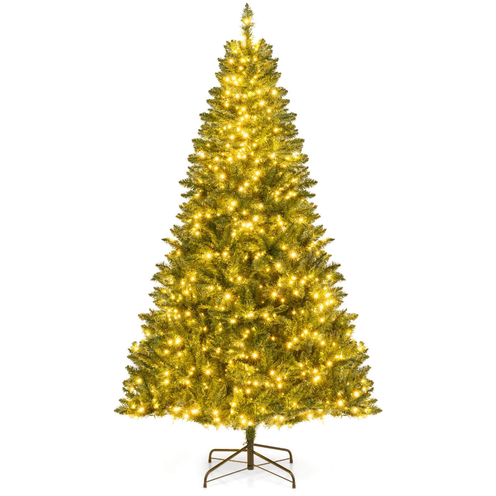 Costway - 7 FT Artificial Christmas Tree with 990 Branch Tips, 1000 Warm White LED Lights - Green price history on PriceWatchPro