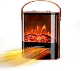 Winado - Portable Electric Fireplace Heater for Indoor Use, 1500W Space Heater Fireplace with Realistic 3D Flame Overheat Protect - Walnut