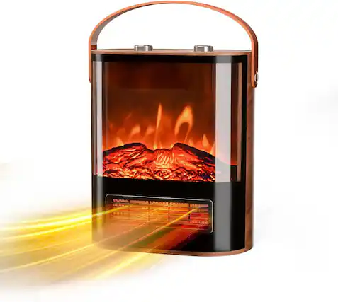 Front. Winado - Portable Electric Fireplace Heater for Indoor Use, 1500W Space Heater Fireplace with Realistic 3D Flame Overheat Protect - Walnut.