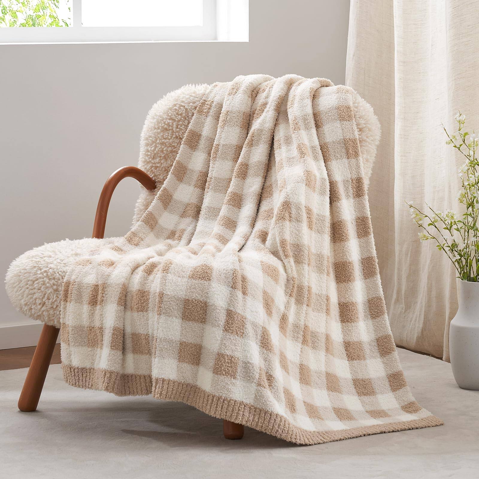 Alt View 5. Dapper Styles - Checkered Throw Blanket For Couch Super Soft Cozy Warm Knit Netural Decorative Fluffy Blankets Reversible - Checkered Grey-Throw(50"x 60").