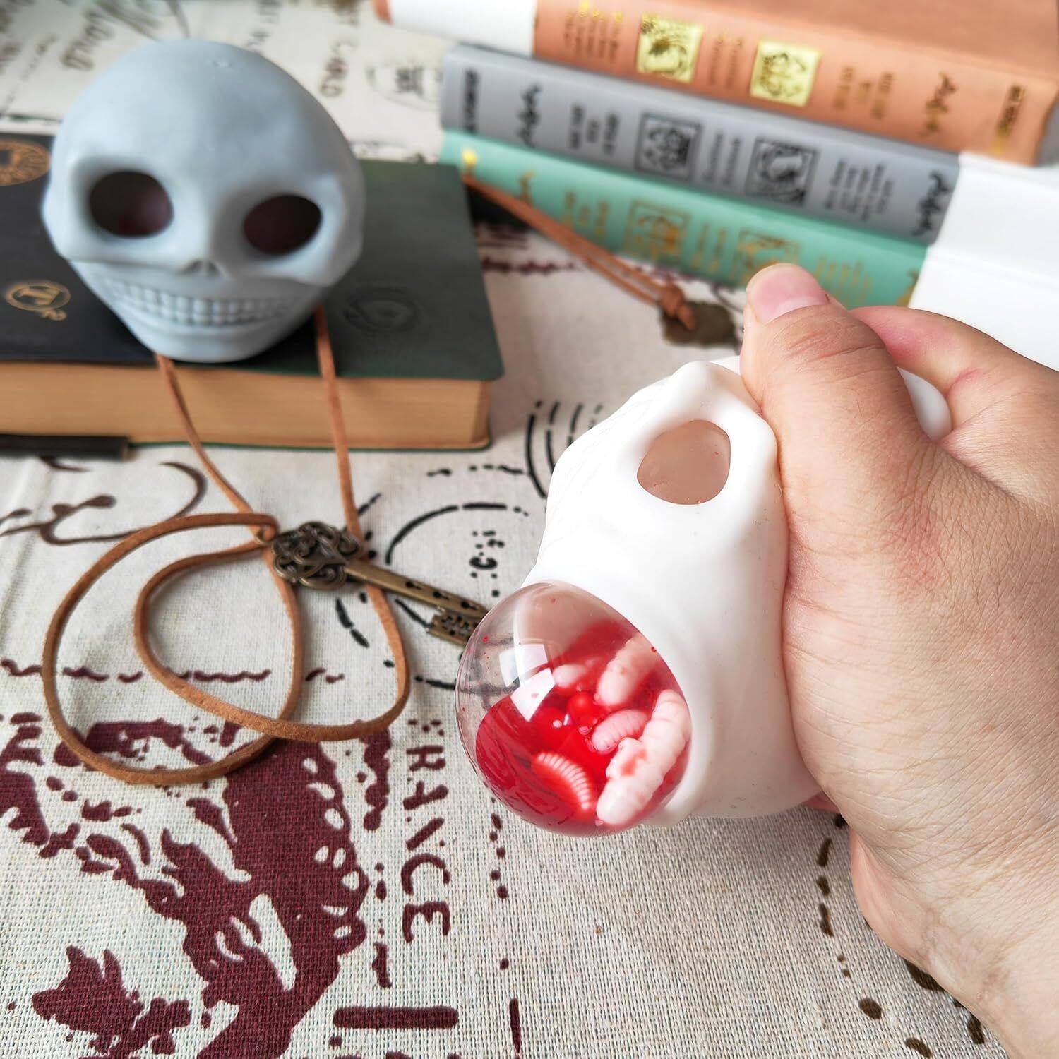Back. Link - Halloween Skull Squishy Ball for Stress Relief - Multicolored.
