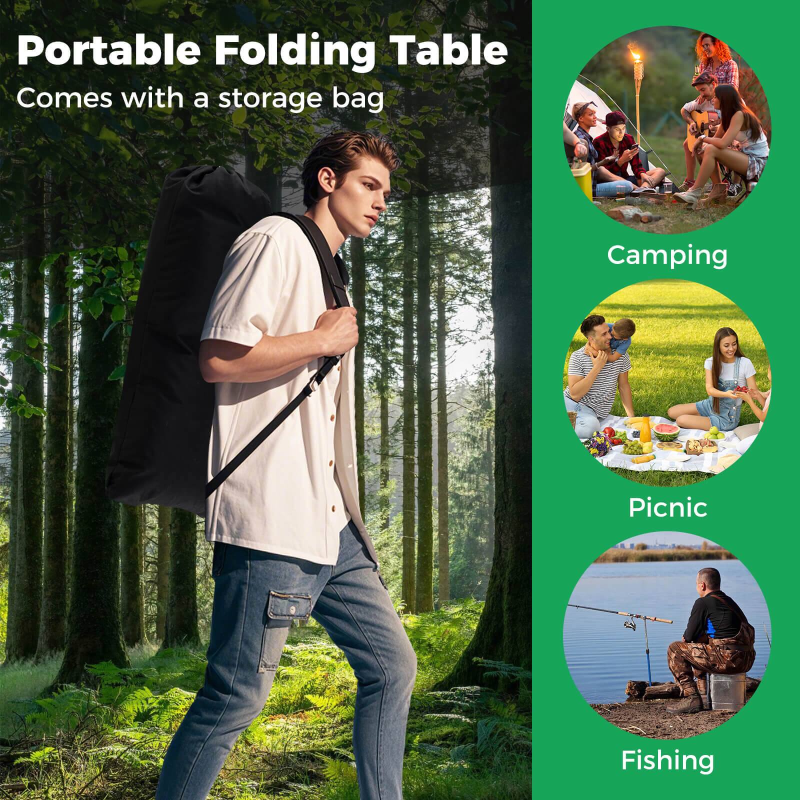 Portable Folding Table  
Comes with a storage bag  

Camping  
Picnic  
Fishing