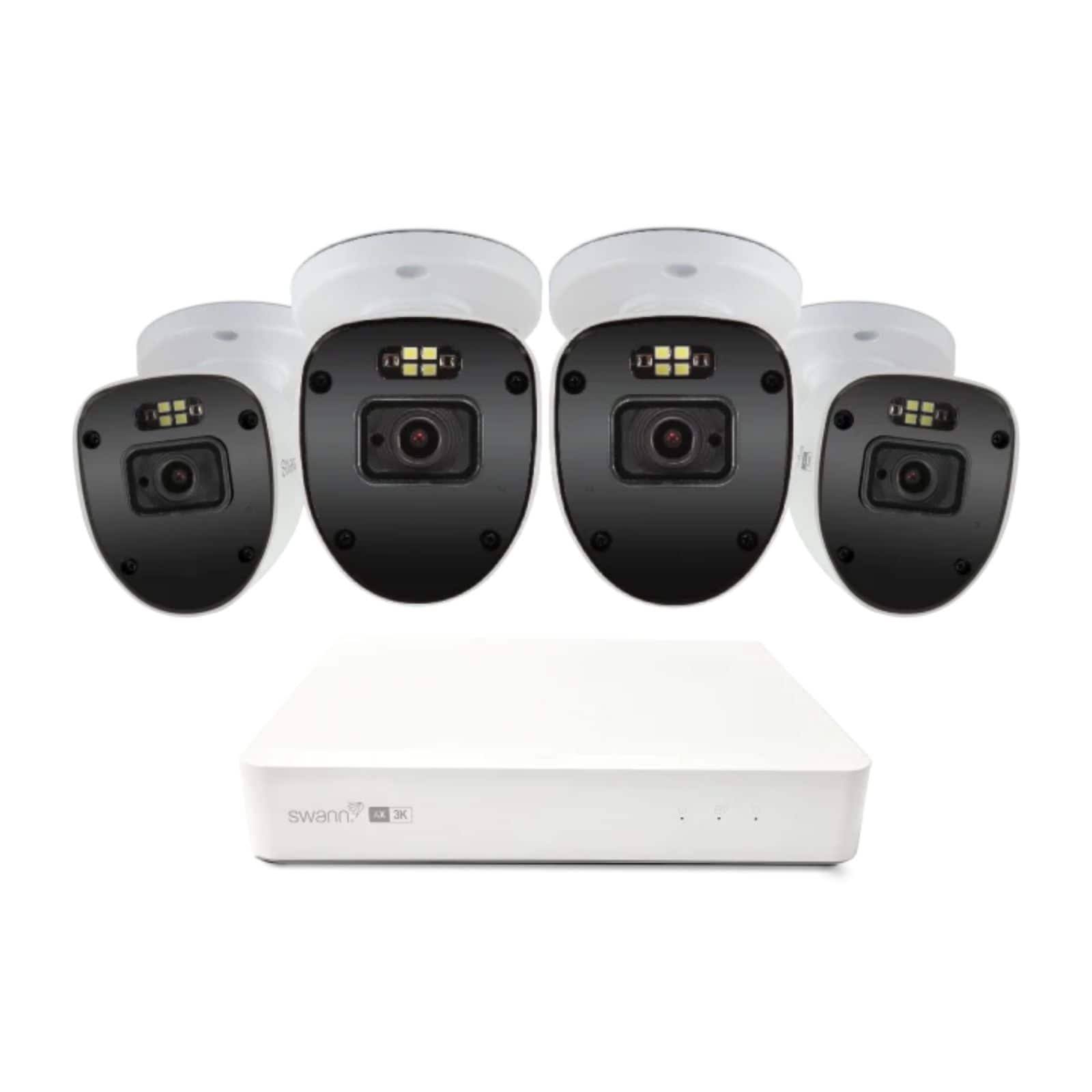 Swann - AdvancedX 5MP Series / 8ch NVR / 1TB / 4x ADVX5MPB 5MP Spotlight Bullet IP Cameras - White