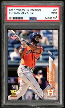 Yordan Alvarez Rookie Card 2020 Topps UK Edition #50 PSA 9