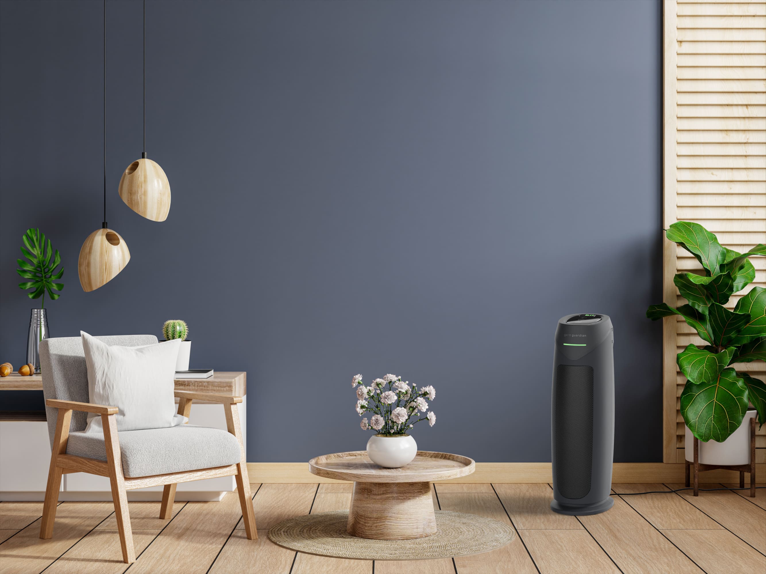 Alt View 11. GermGuardian - 743 Sq. Ft. Tower Air Purifier with HEPA Pure Filter, Intellisense Air Quality Monitor, UV-C, AC4880G - Graphite.