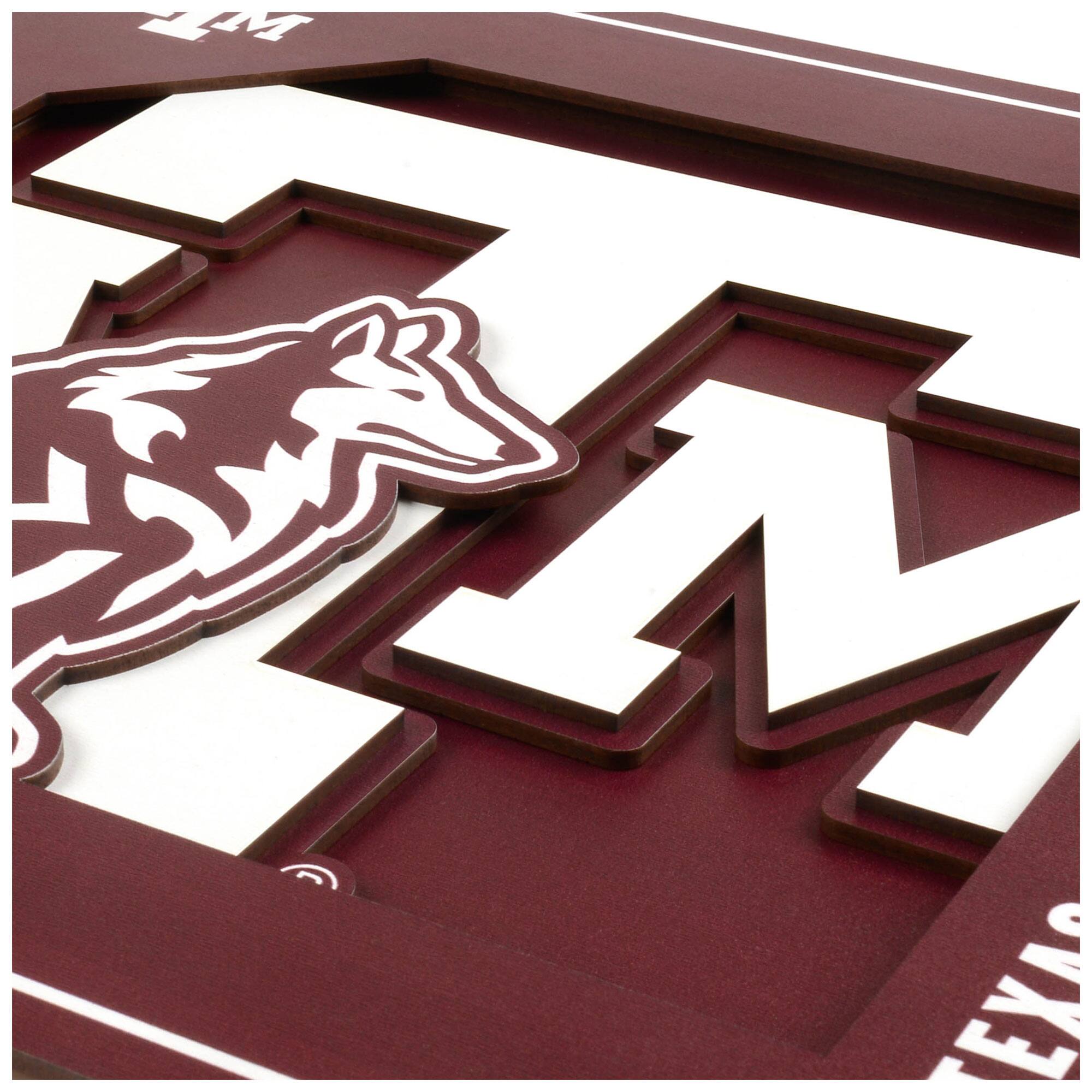 Alt View 1. YouTheFan - Texas A&M Aggies 12'' x 12'' 3D Logo Wall Art - Multicolor.