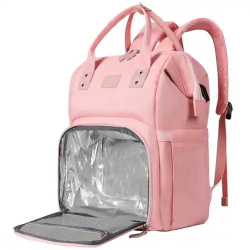 Live At Space - 17 Inch Laptop Backpack Large Lunch For Women Men Gifts Travel Carry On With Box And Usb Port Insulated Cooler Bookbag - Pink-15.6inch