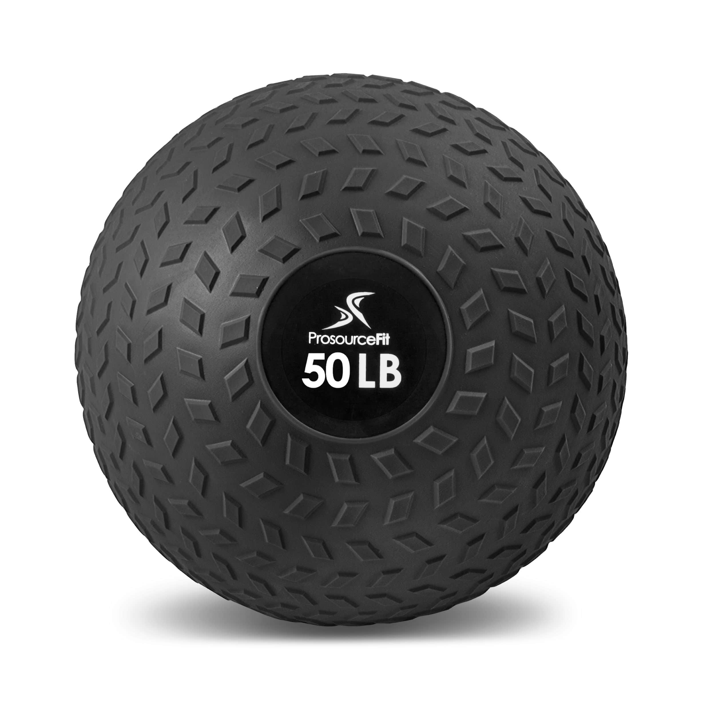 Front. ProsourceFit - ProsourceFit Tread Slam Ball, 50 lbs - Black.