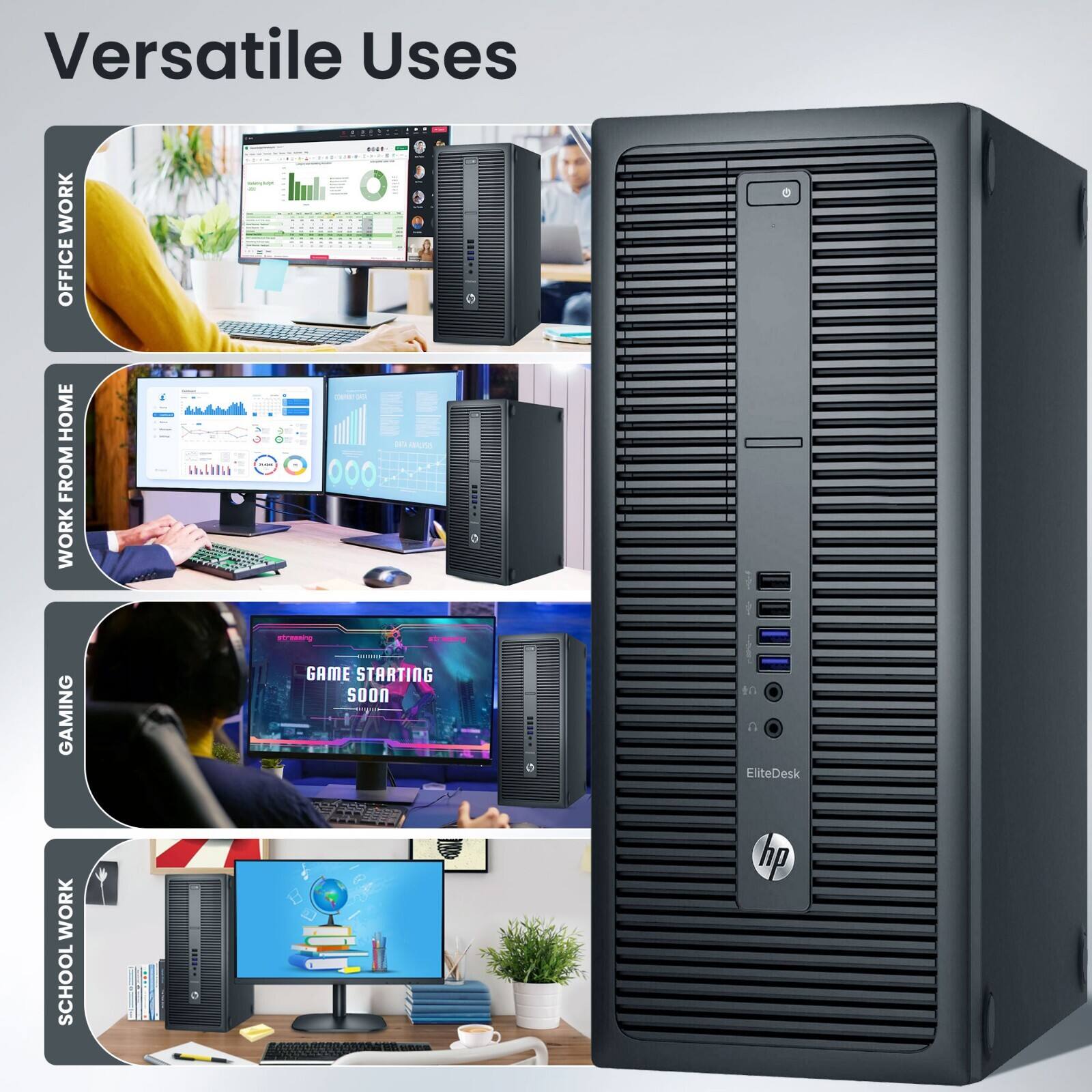 Versatile Uses

- OFFICE WORK
- WORK FROM HOME
- GAMING
- SCHOOL WORK
