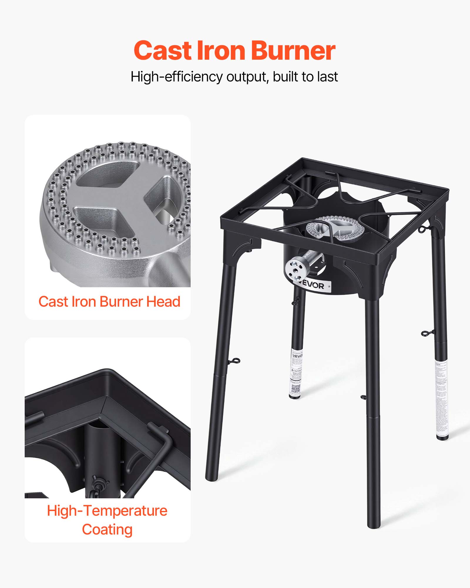 Cast Iron Burner  
High-efficiency output, built to last  

Cast Iron Burner Head  

High-Temperature Coating