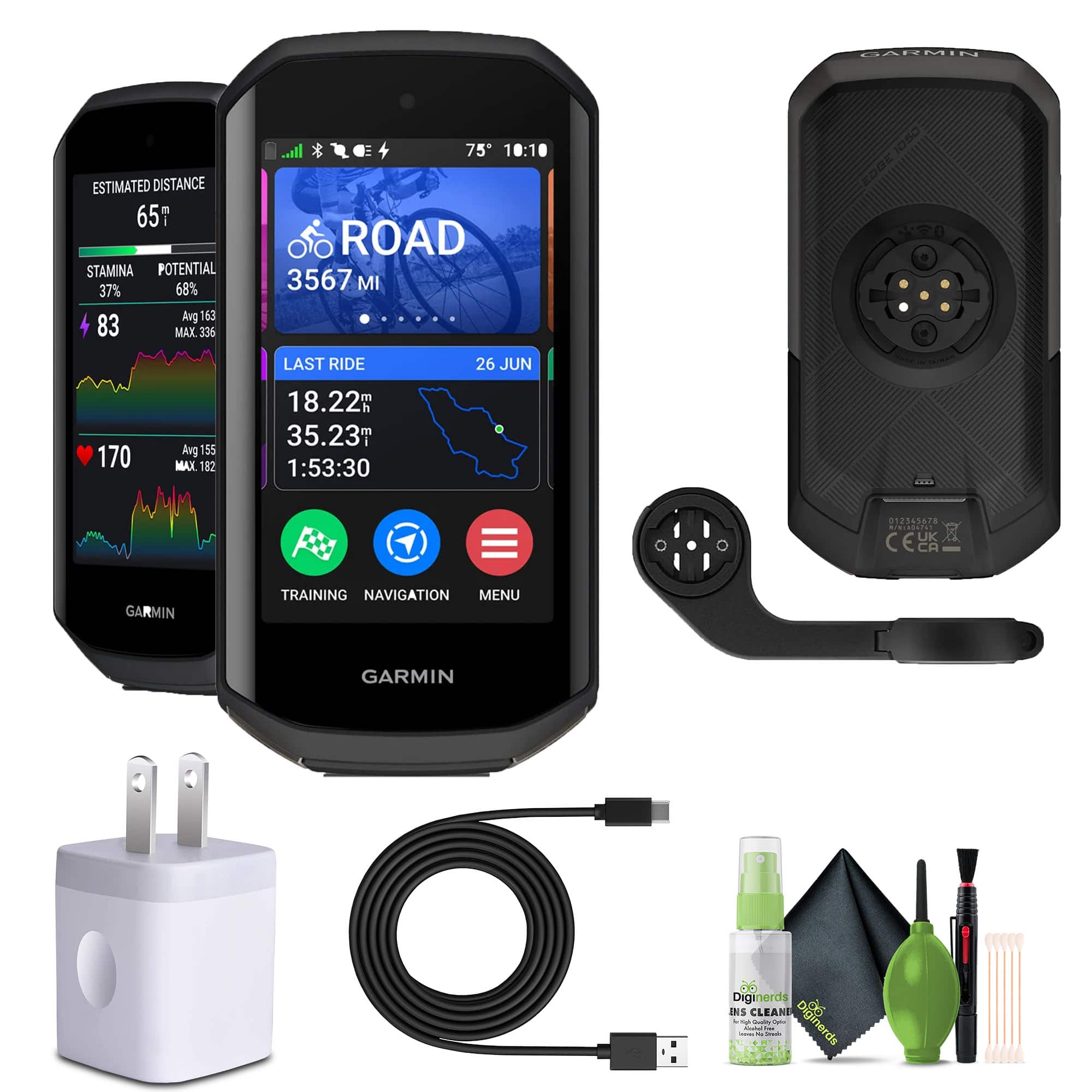 Garmin - Edge 1050, Premium Cycling Computer Bundle - Black