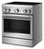 Left. KitchenAid - 30 in. Wide 4 element 4.1 cu. ft. Freestanding Electric Induction Commercial-Style Range with Air Fry - Stainless Steel.
