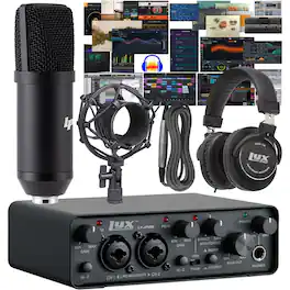 LyxJam - 2x2 Recording USB Audio Interface with ASIO Driver, Studio Software Bundle & Accessories