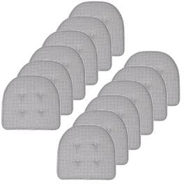 Sweet Home Collection - Houndstooth Stitch U Shaped Memory Foam 17" x 16" Chair Cushions, 12-Pack - Gray